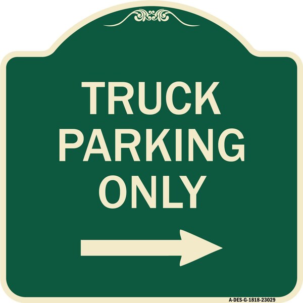 Signmission Reserved Parking Truck Parking W/ Right Arrow Heavy-Gauge Aluminum Sign, 18" x 18", G-1818-23029 A-DES-G-1818-23029 - main